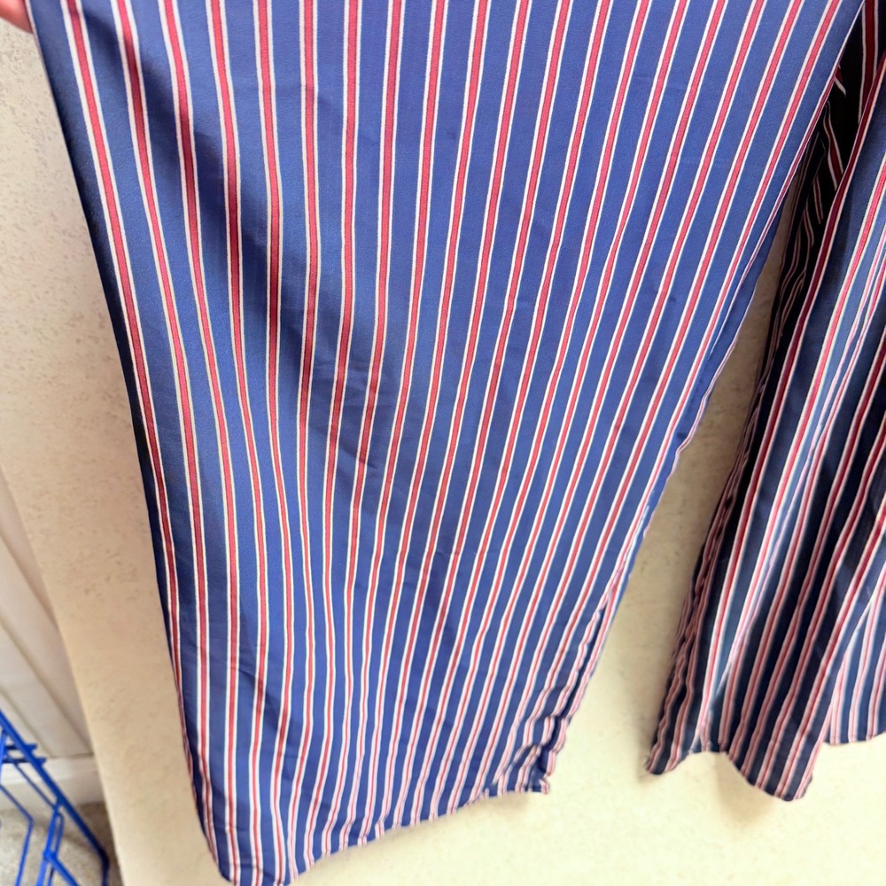 Sienna Sky Large Blue Red Striped V Neck Short Sleeve Elastic Waist Jumpsuit - Picture 7 of 8